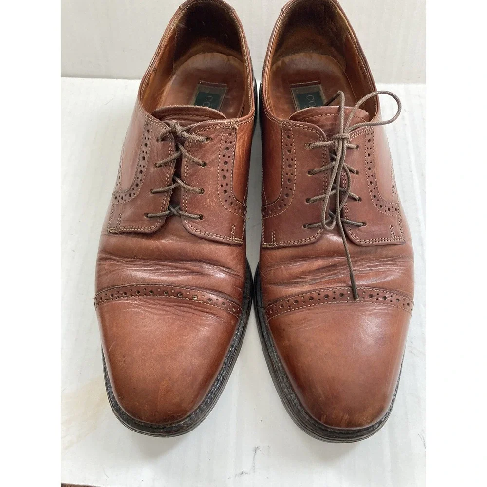 COLE HAAN Mens Size 9 Chestnut Brown Leather Lace Up Oxford Dress‎ Shoes